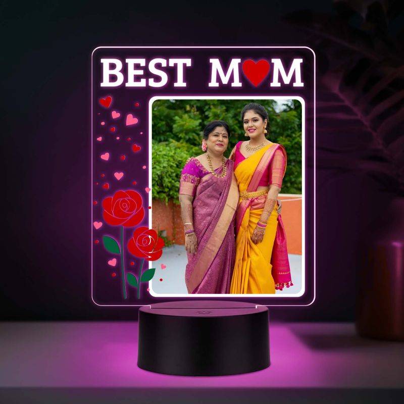 Personalized Best Mom LED Night Lamp with Auto Color Changing Lights (USB Powered)